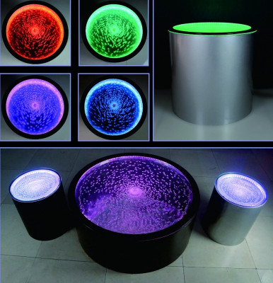 Side table Led Round Water Wall Bar Counter Shelf Furniture Illuminated