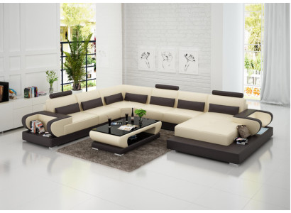 Leather sofa Couch Living landscape Corner sofa Corner Suite Design Modern Sofa G8003