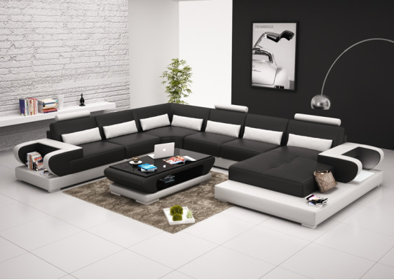 Leather sofa Couch Living landscape Corner sofa Corner Suite Design Modern Sofa G8003