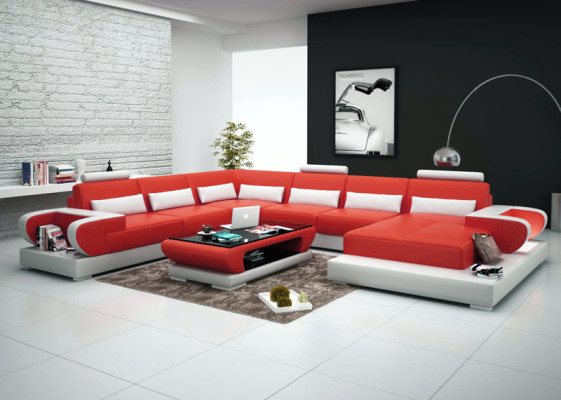 Leather sofa Couch Living landscape Corner sofa Corner Suite Design Modern Sofa G8003