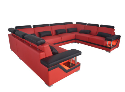 Leather sofa Couch Living landscape Corner Suite Design Modern Sofa U-shape new L6002