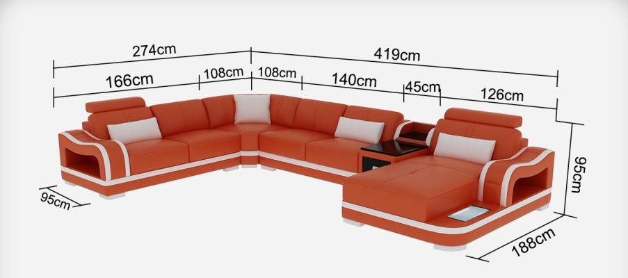 Leather sofa + USB Couch Living landscape Corner sofa Suite Design Modern Sofa Couches