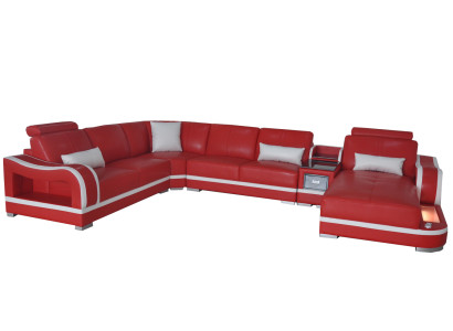 Leather sofa with USB Couch Living landscape Suite Design Modern Corner Sofa U-shape