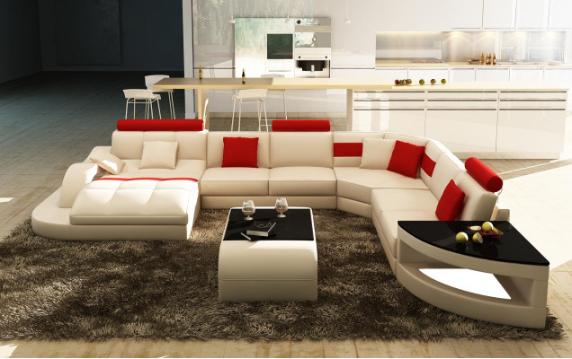Multifunction XXL Big Leather Sofa Sofa Couch Corner Living landscape Corner sofa Upholstery