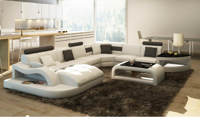 Multifunction XXL Big Leather Sofa Sofa Couch Corner Living landscape Corner sofa Upholstery