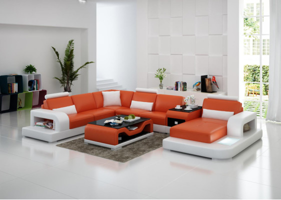 Leather Sofa Couch Modern Living landscape Corner sofa Corner Decor Design Suite