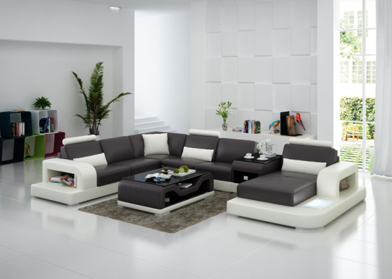 Leather Sofa Couch Modern Living landscape Corner sofa Corner Decor Design Suite