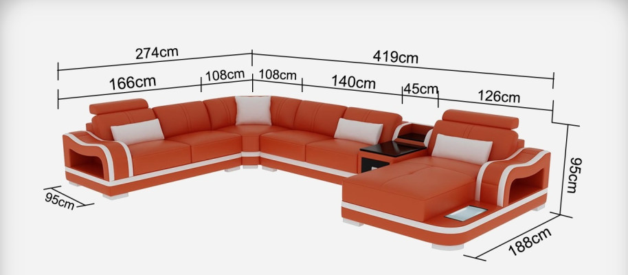 Leather sofa Couch Living landscape Corner sofa Corner Suite Design Modern Sofa G8030