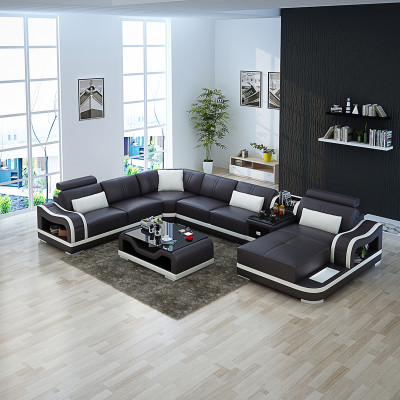 Leather sofa Couch Living landscape Corner sofa Corner Suite Design Modern Sofa G8030