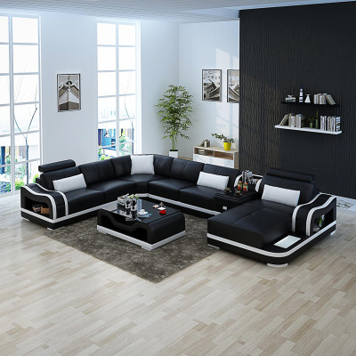Leather sofa Couch Living landscape Corner sofa Corner Suite Design Modern Sofa G8030