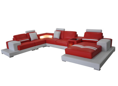 Leather sofa Couch Living landscape Suite Design Modern Sofa U-shape with USB light