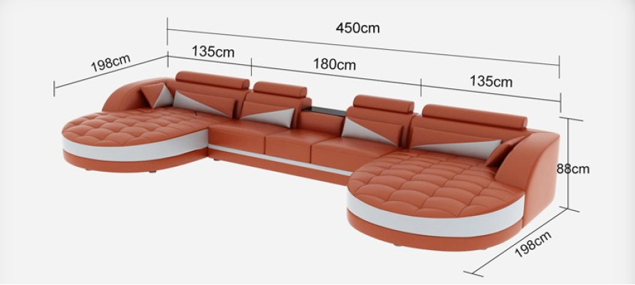 Modern textile couch + USB connection + coffee table Living landscape U-shaped corner
