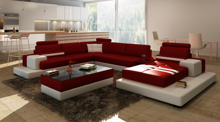 Living landscape Couch Upholstery Eck Suite Ledersofa with USB, Corner sofa new 2725A