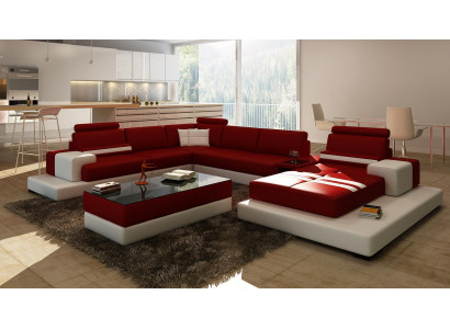 Living landscape Couch Upholstery Eck Suite Ledersofa with USB, Corner sofa new 2725A