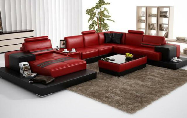 Living landscape Couch Upholstery Eck Suite Ledersofa with USB, Corner sofa new 2725A
