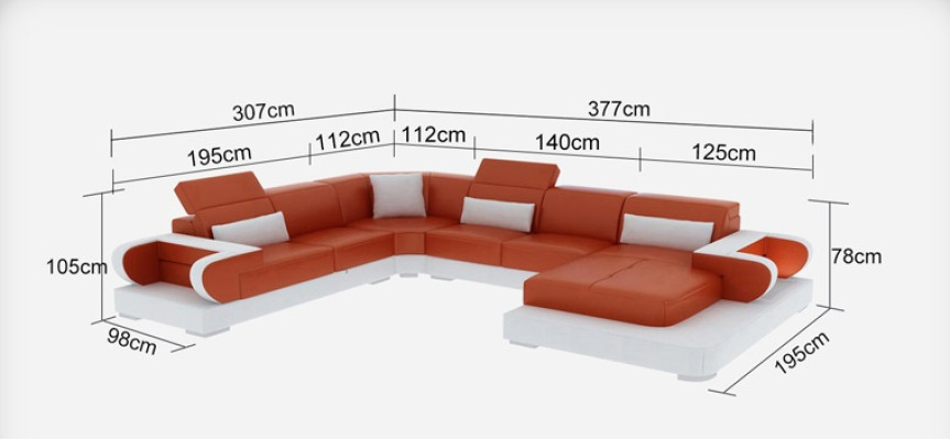 Couch Corner sofa Leather Living landscape Suite Design Modern Sofa U-shape G8002+Table