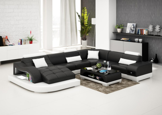 Leather Sofa Modern Seat Couch Upholstery Design Corner Living landscape + Table Couches