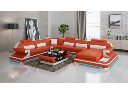 Leather sofa Couch Living landscape Corner sofa Corner Suite Design Modern Sofa G8021