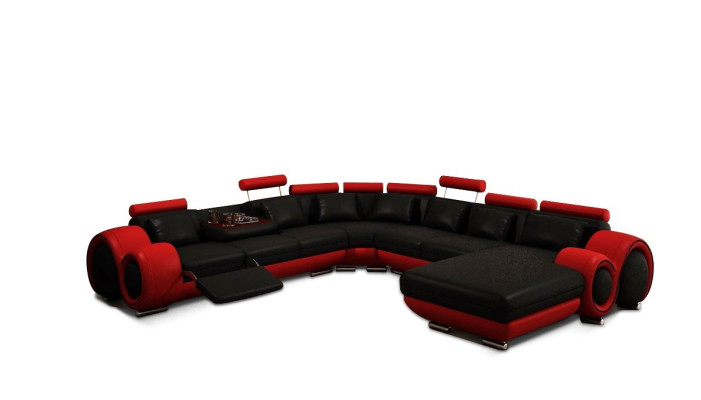 Leather sofa Couch Living landscape Corner sofa Corner Suite Design Modern Sofa with USB