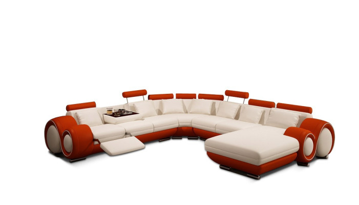 Leather sofa Couch Living landscape Corner sofa Corner Suite Design Modern Sofa with USB