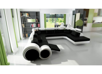 Leather sofa sofa with USB couch corner seat upholstery suite living landscape U-shape XXL