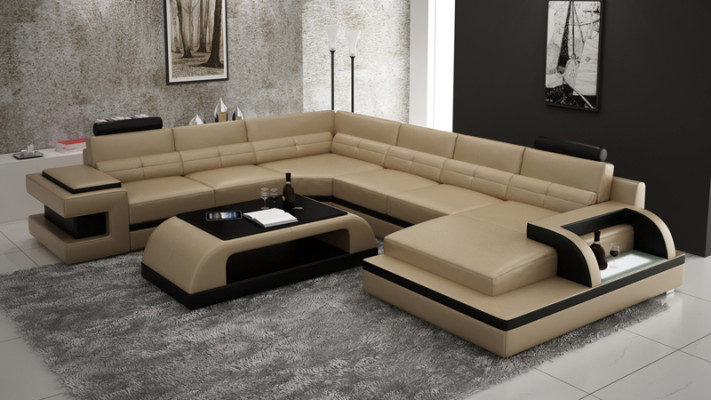 Modern Corner sofa Couch Upholstery Corner suite Living landscape Sofa Corner Suite + USB