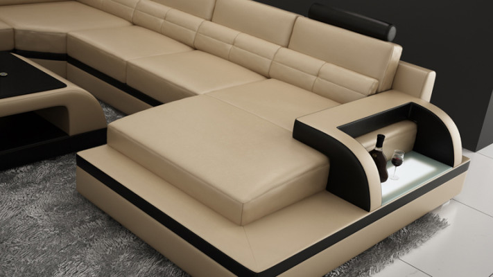 Modern Corner sofa Couch Upholstery Corner suite Living landscape Sofa Corner Suite + USB