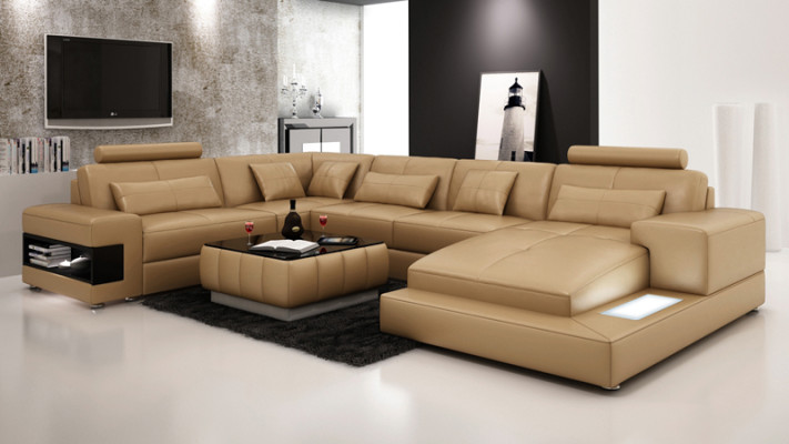 XXL leather sofa with USB,Living landscape Corner sofa Design Sofa Suite Corner sofa new