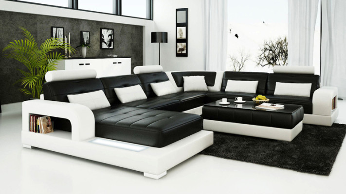 Sofa Corner sofa Design Living landscape with Shelf Upholstery Seat Suite Leather sofa USB
