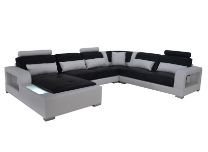 Leather Sofa + USB Couch Living landscape Corner Suite Design Modern Upholstery U-shape