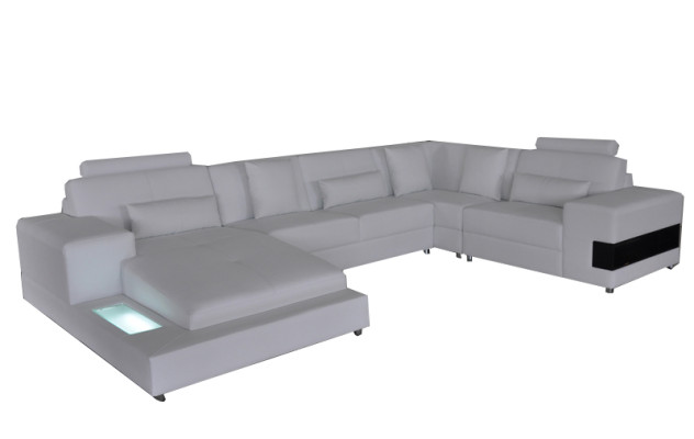 Leather Sofa Couch Living Landscape Corner Suite Design Modern Sofa U-shape with USB