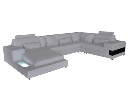 Leather Sofa Couch Living Landscape Corner Suite Design Modern Sofa U-shape with USB