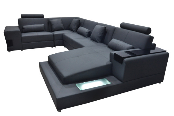 Leather Sofa Couch Living Landscape Corner Suite Design Modern Sofa U-shape with USB