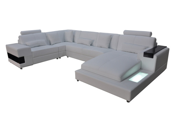 Leather Sofa Couch Living Landscape Corner Suite Design Modern Sofa U-shape with USB