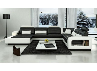Leather sofa with USB Leather couch Sofa bed Sofa Suite Living landscape Corner sofa