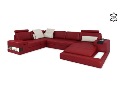 Corner sofa with USB Sofa Couch Upholstery U-shape Living landscape Leather sofa Designer Corner