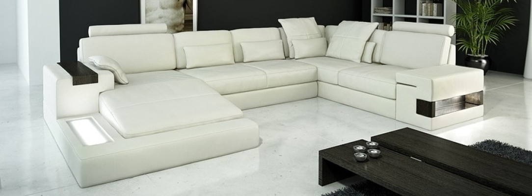 Design Leather Sofa Sofa Couch Upholstery Living landscape XXL Big Corner sofa Corner with USB
