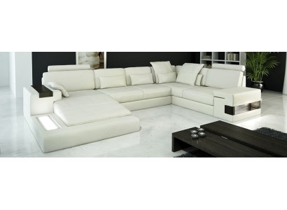 Design Leather Sofa Sofa Couch Upholstery Living landscape XXL Big Corner sofa Corner with USB
