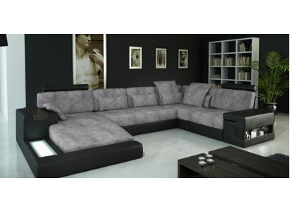 Design Leather Sofa Couch Upholstery Suite Living landscape Sofas Couches with USB