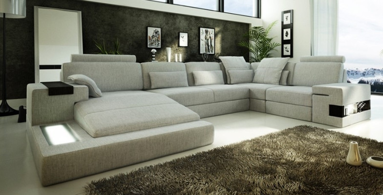Big Sofa Living landscape Leather Sofa Upholstery Seat Corner Couch Suite Sofas with USB