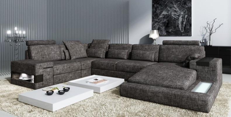 Corner sofa Leather sofa Sofa USB Upholstery Suite Form XXL Big Sofas Living landscape