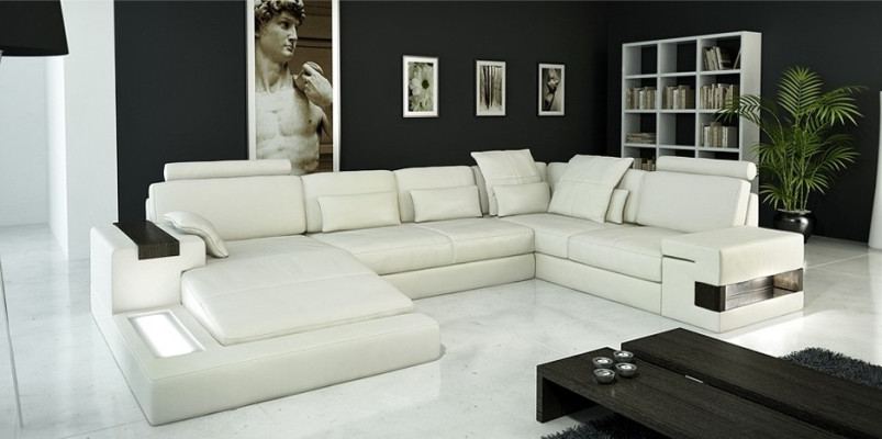 Corner sofa Leather sofa Sofa USB Upholstery Suite Form XXL Big Sofas Living landscape