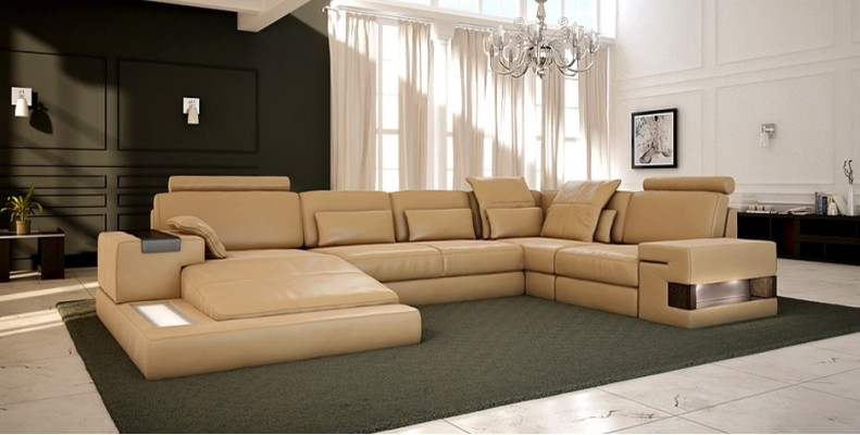 Corner sofa Living room Couch Corner sofa Sofa Upholstery Corner suite Living landscape + USB