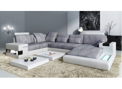 Leather U-shape Living landscape Upholstery Corner sofa Couch with USB Leather Sofa Corner sofa