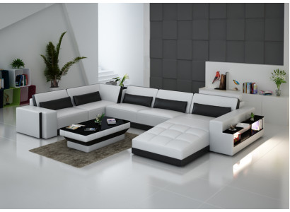 Leather sofa Couch Living landscape Corner sofa Corner Suite Design Modern Sofa G8019