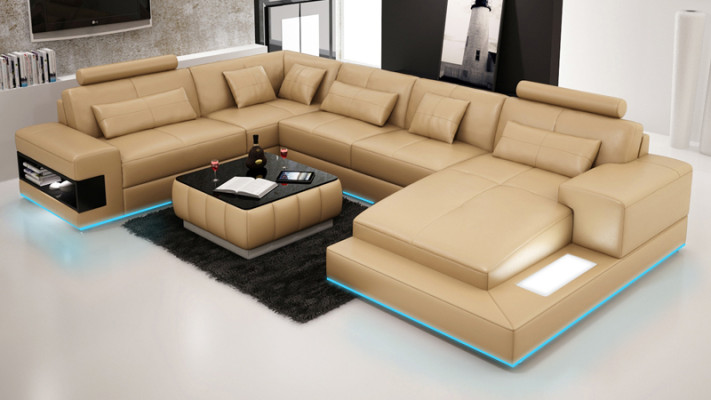 Leather sofa couch living landscape modern corner sofa corner decor suite design