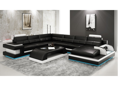 Leather sofa Couch Living landscape Corner sofa Corner Suite Design Modern Sofa L6017