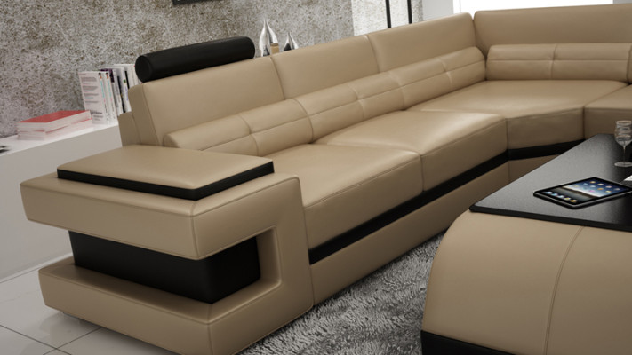 Leather sofa Couch Living landscape Corner sofa Corner Suite Design Modern Sofa L6017