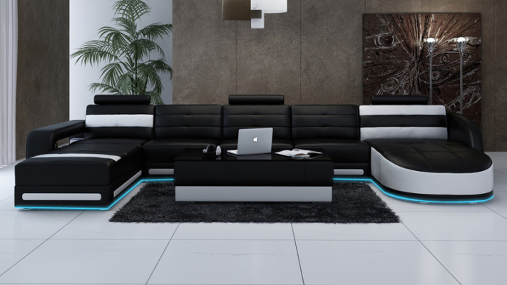 Corner sofa with ergonomic backrest and comfortable armrests