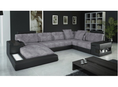 Design sofa living area corner sofa sofa couch U-shape leather textile new Bellini grey